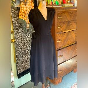 Samuel Blue 1970s vintage black wrap disco dress LBD S M Classic ! 1980s